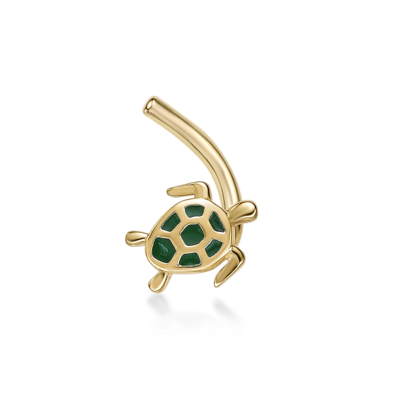 14K Turtle Curved Nose Ring - 20G