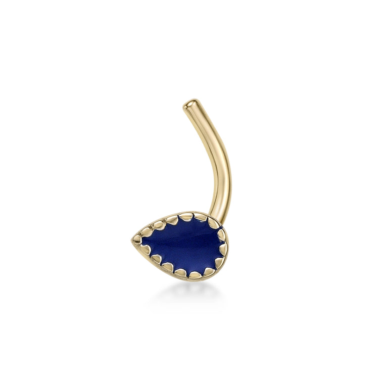 14K Teardrop Curved Nose Ring - 20G