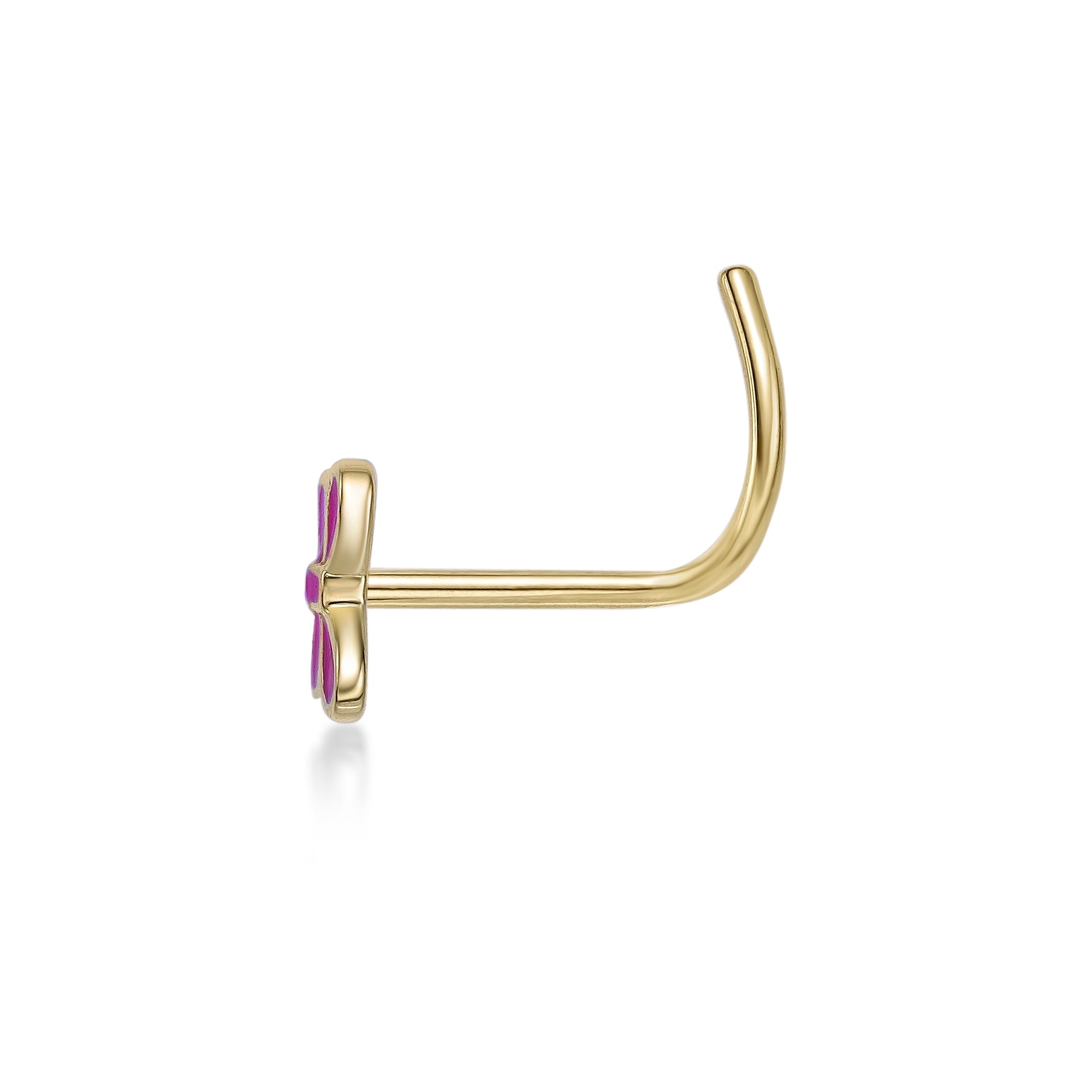 14K Butterfly Curved Nose Ring - 20G