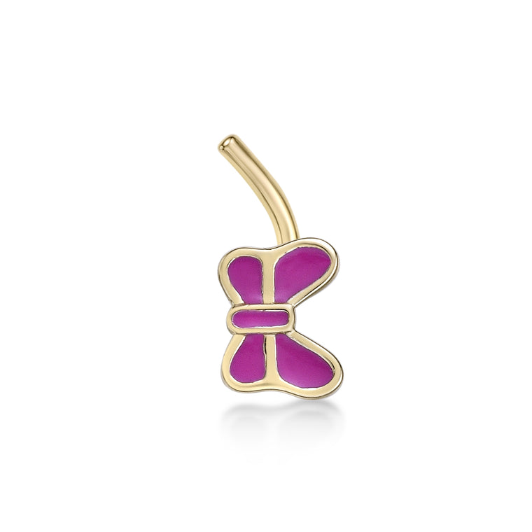14K Butterfly Curved Nose Ring - 20G