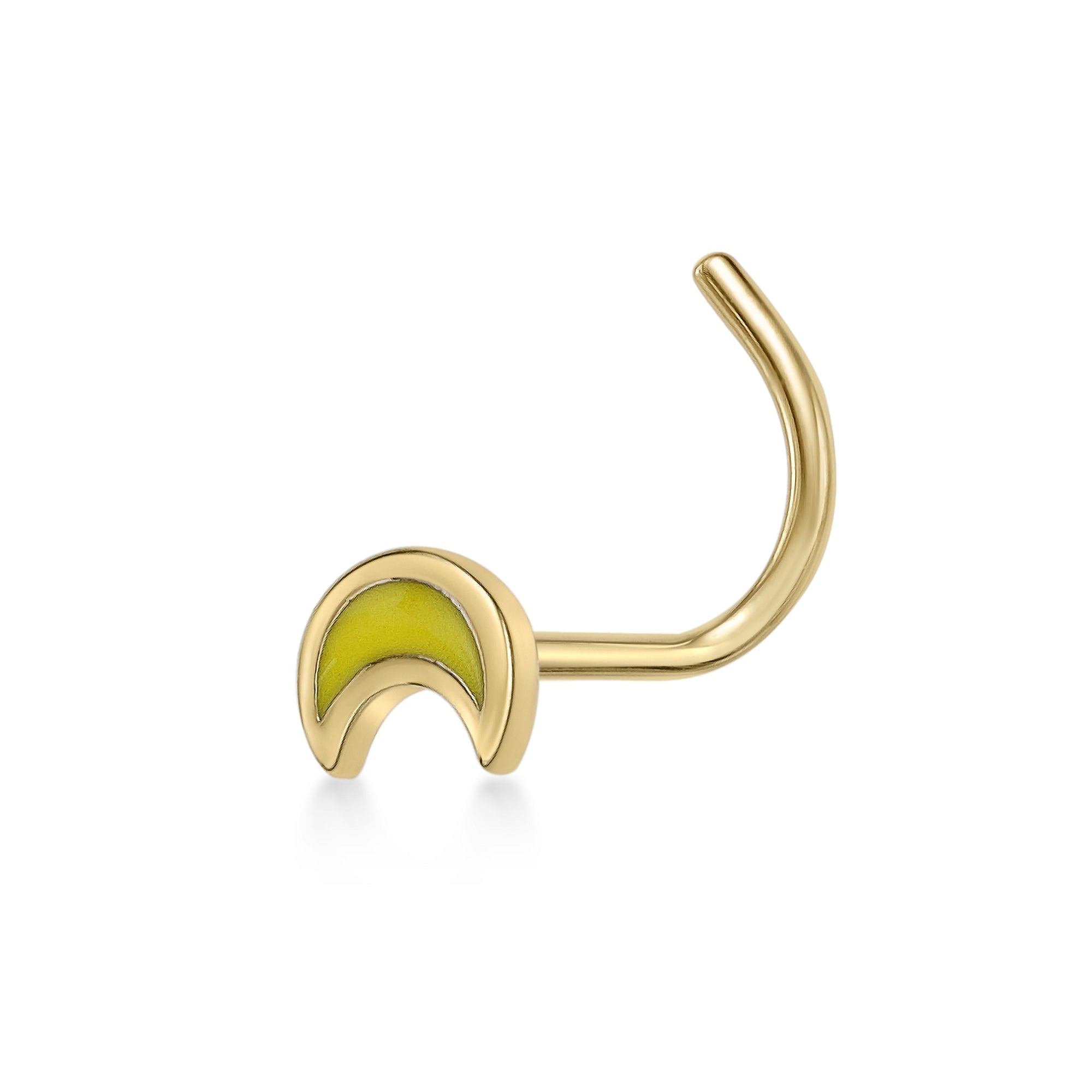 14K Moon Curved Nose Ring - 20G