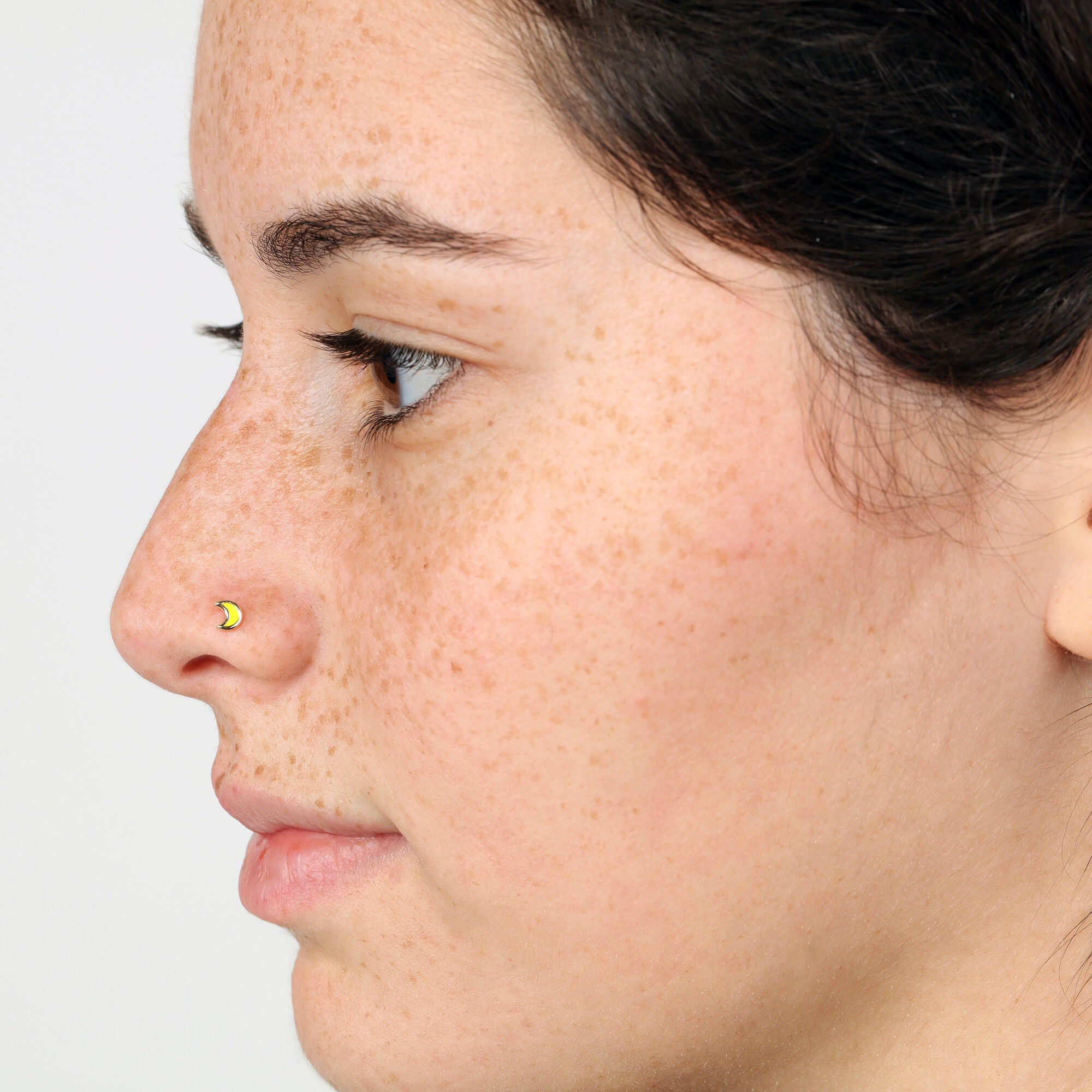 14K Moon Curved Nose Ring - 20G