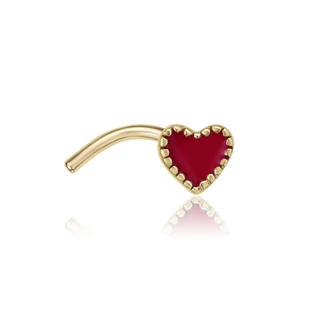 14K Heart Curved Nose Ring - 20G