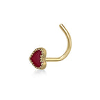 14K Heart Curved Nose Ring - 20G