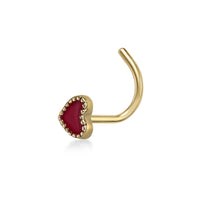 14K Heart Curved Nose Ring - 20G