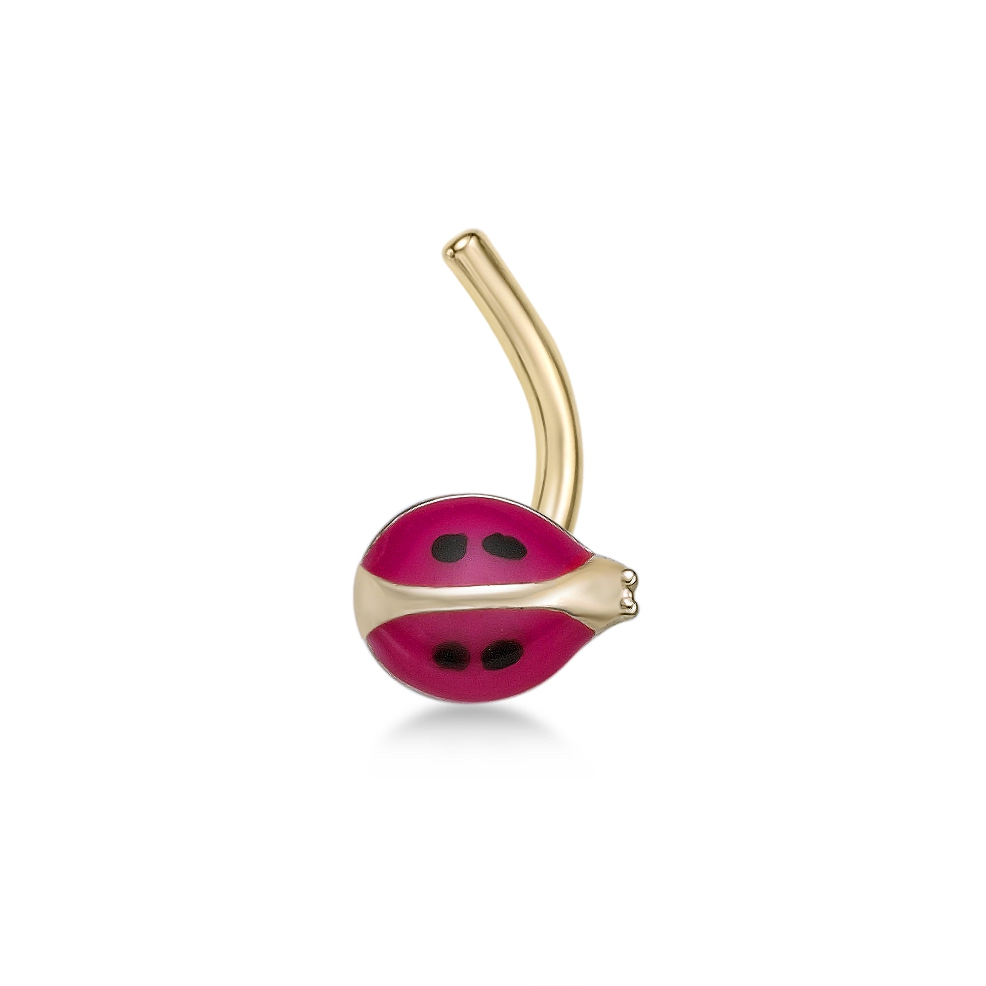 14K Ladybug Curved Nose Ring - 20G