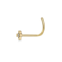 14K Cubic Zirconia Cross Curved Nose Ring - 20G