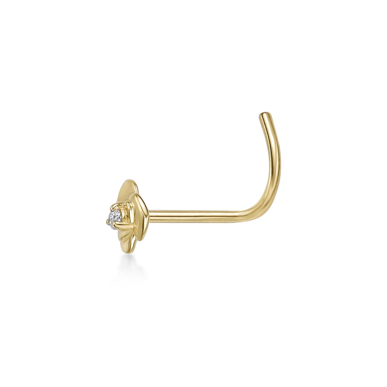 14K Cubic Zirconia Rose Curved Nose Ring - 20G