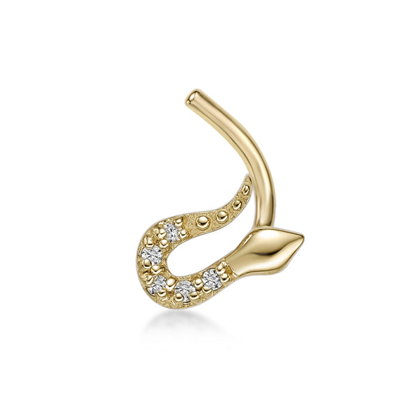 14K Cubic Zirconia Snake Curved Nose Ring - 20G