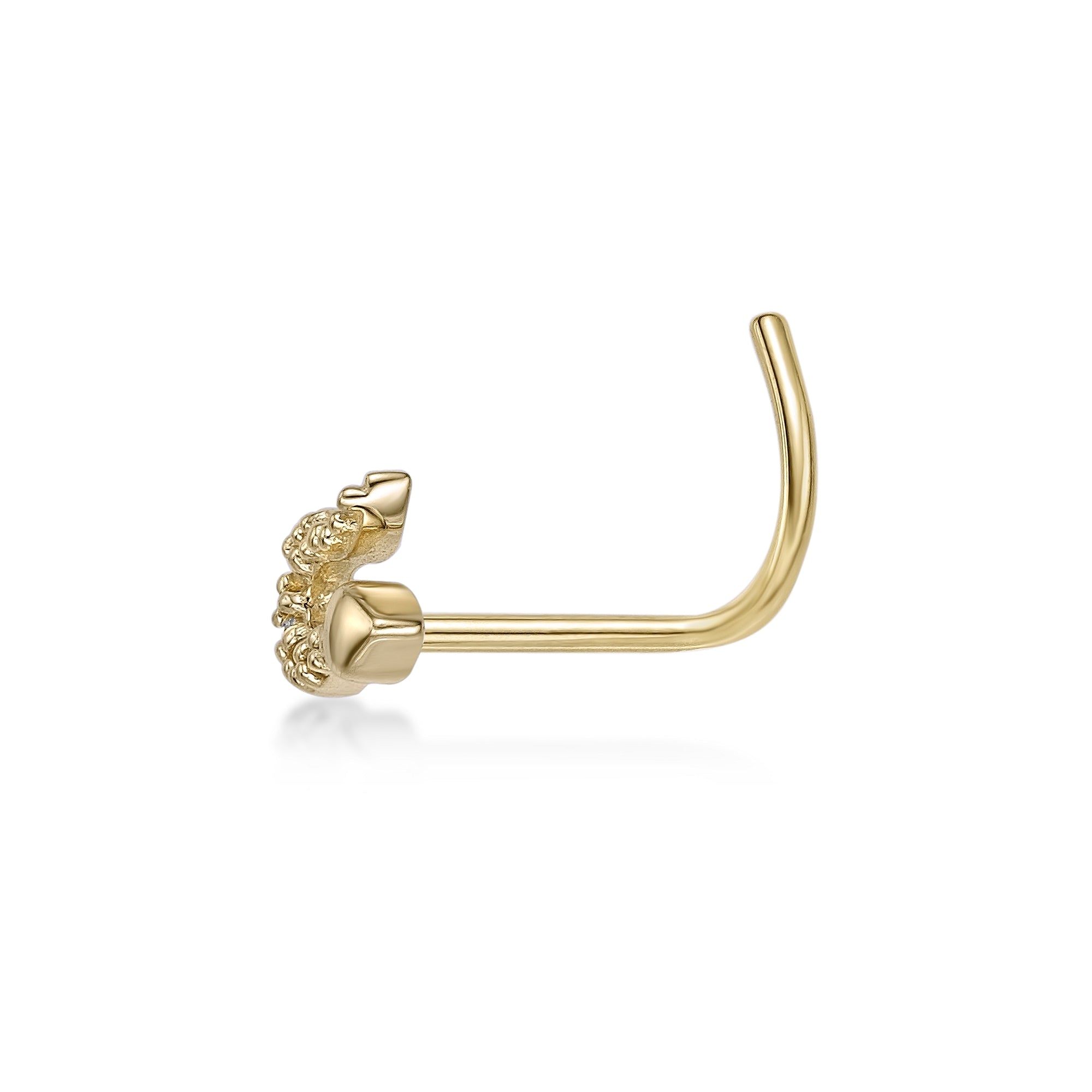 14K Cubic Zirconia Snake Curved Nose Ring - 20G