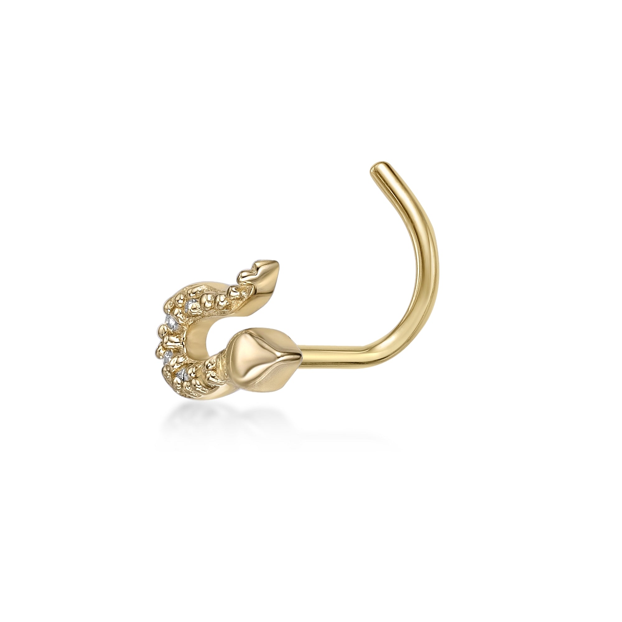14K Cubic Zirconia Snake Curved Nose Ring - 20G