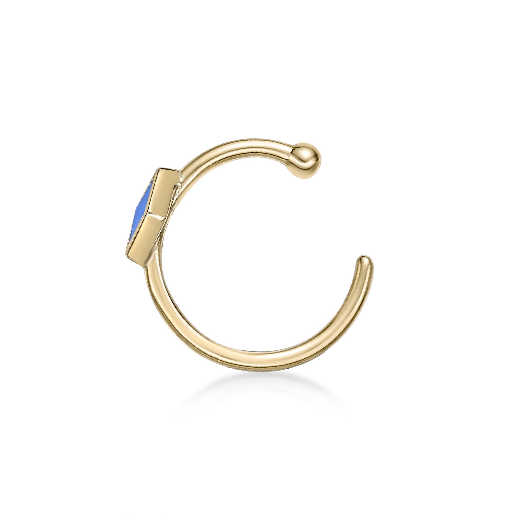 14K Open Hoop Heart Nose Ring - 20G