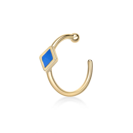 14K Open Hoop Heart Curved Nose Ring - 20G
