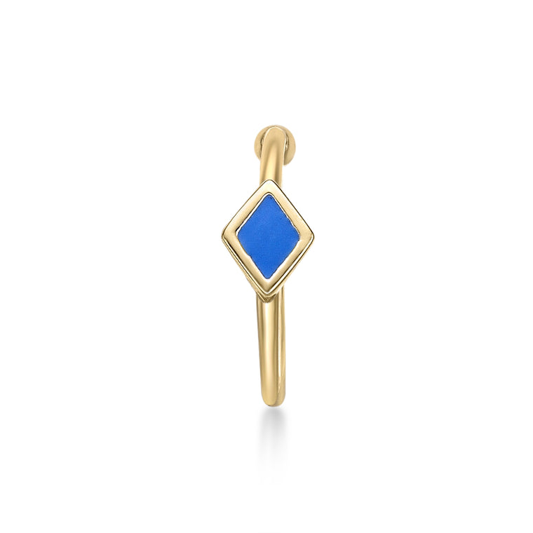 14K Open Hoop Heart Curved Nose Ring - 20G