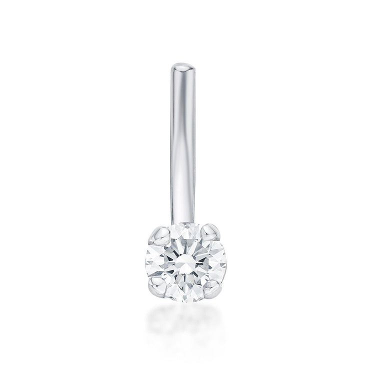 14K Gold L-Shaped Diamond Nose Ring - 18G