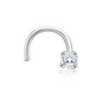 14K Gold Screw Diamond Nose Ring - 18G