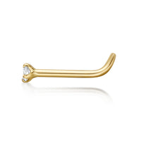 14K Gold Screw Diamond Nose Ring - 18G