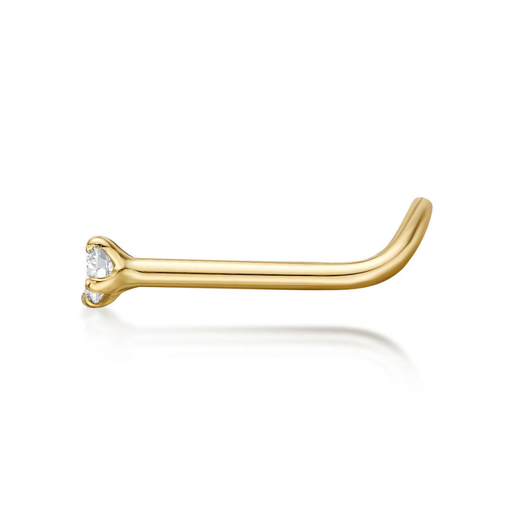 14K Gold Screw Diamond Nose Ring - 18G