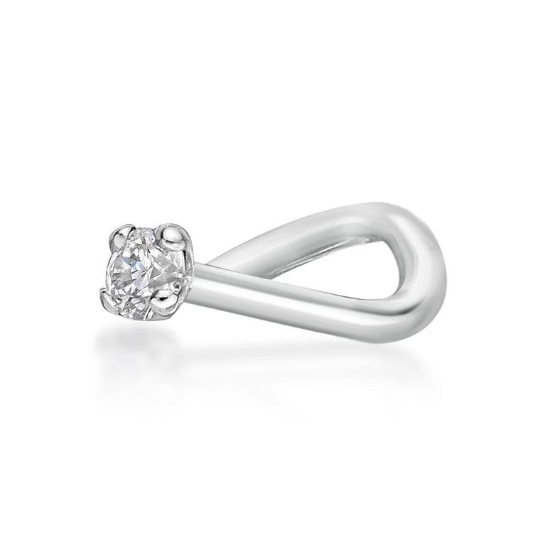 14K Gold Screw Diamond Nose Ring - 18G