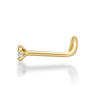 14K Gold Screw Diamond Nose Ring - 18G
