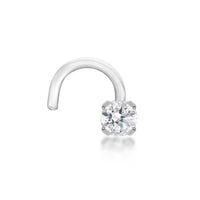 14K Gold Screw Diamond Nose Ring - 18G