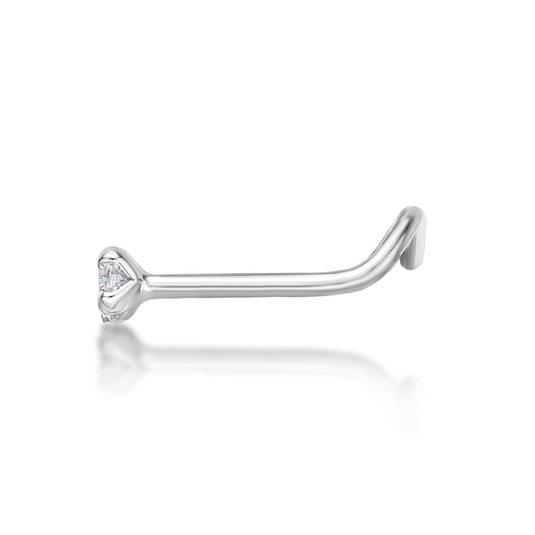14K Gold Screw Diamond Nose Ring - 18G