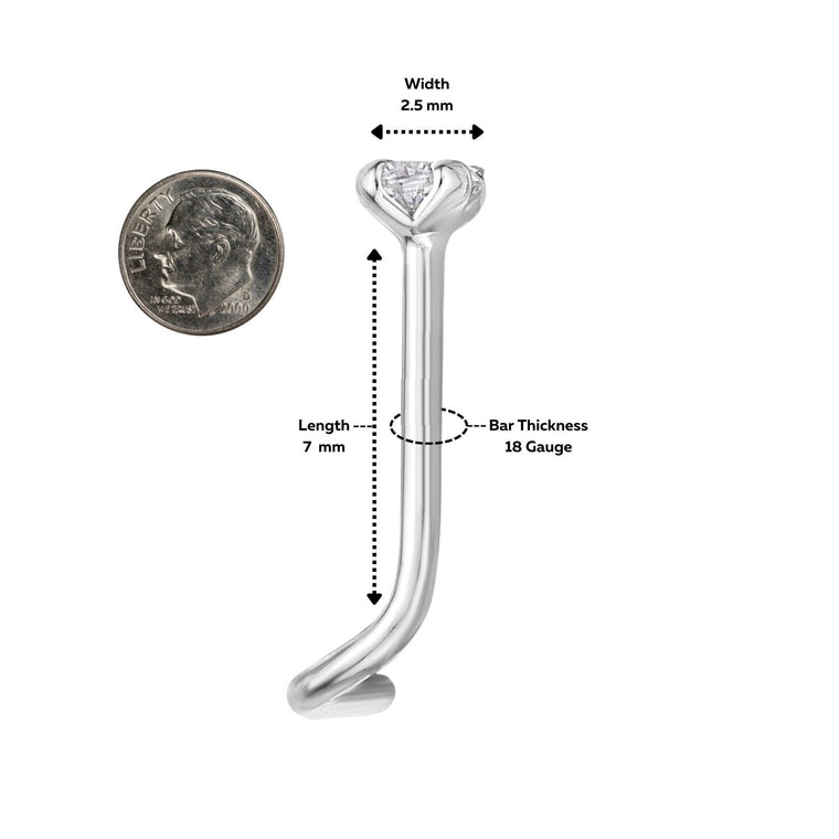 14K Gold Screw Diamond Nose Ring - 18G