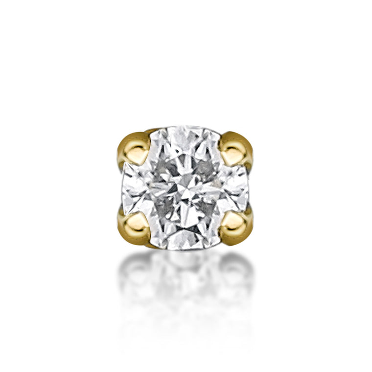 14K Gold Straight Bone Diamond Nose Ring - 18G