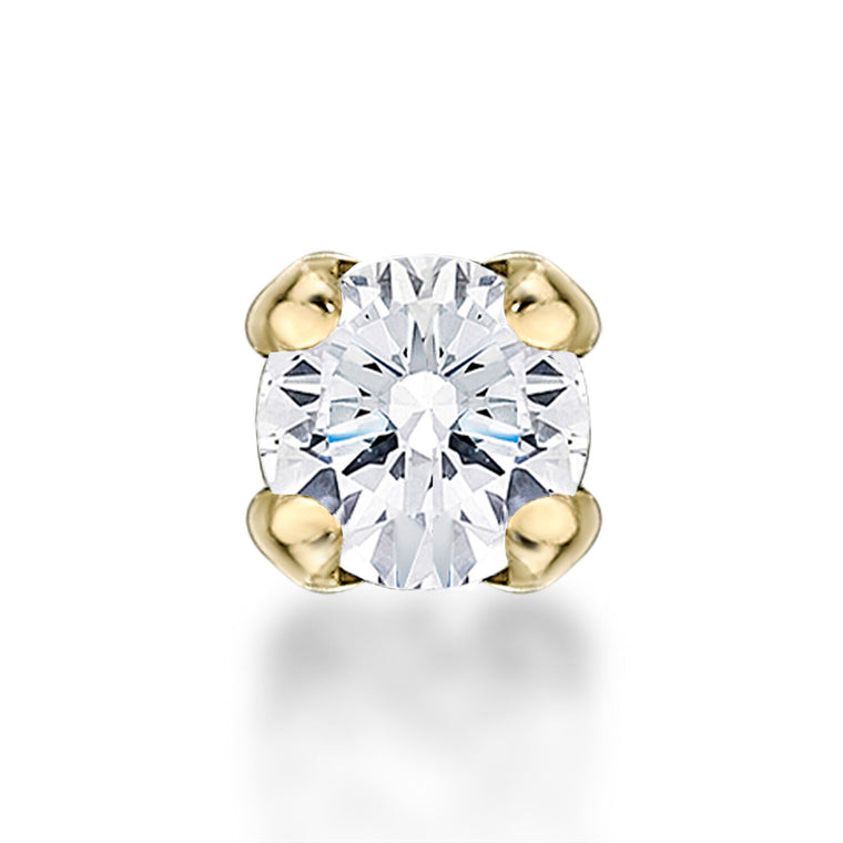 14K Gold Straight Bone Diamond Nose Ring - 18G