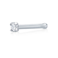 14K Gold Straight Bone Diamond Nose Ring - 18G