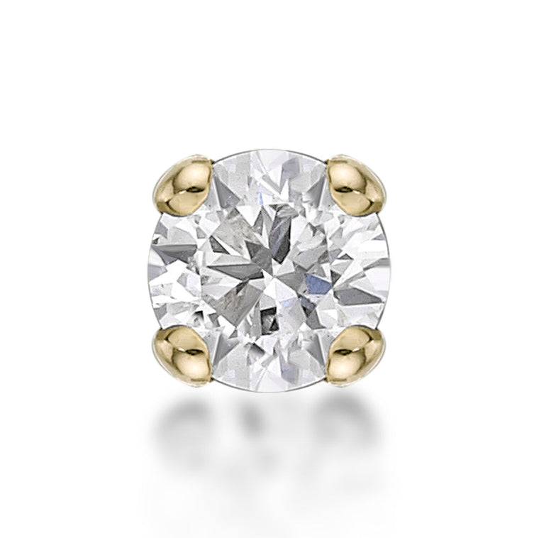 14K Gold Straight Bone Diamond Nose Ring - 18G