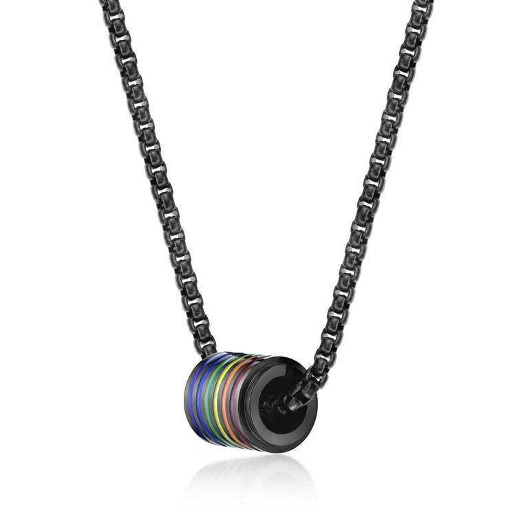 Rainbow Barrel Pendant in Stainless Steel