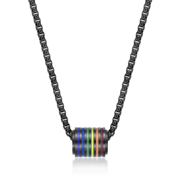 Rainbow Barrel Pendant in Stainless Steel