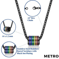 Rainbow Barrel Pendant in Stainless Steel