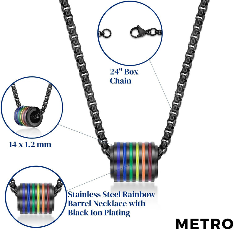 Rainbow Barrel Pendant in Stainless Steel