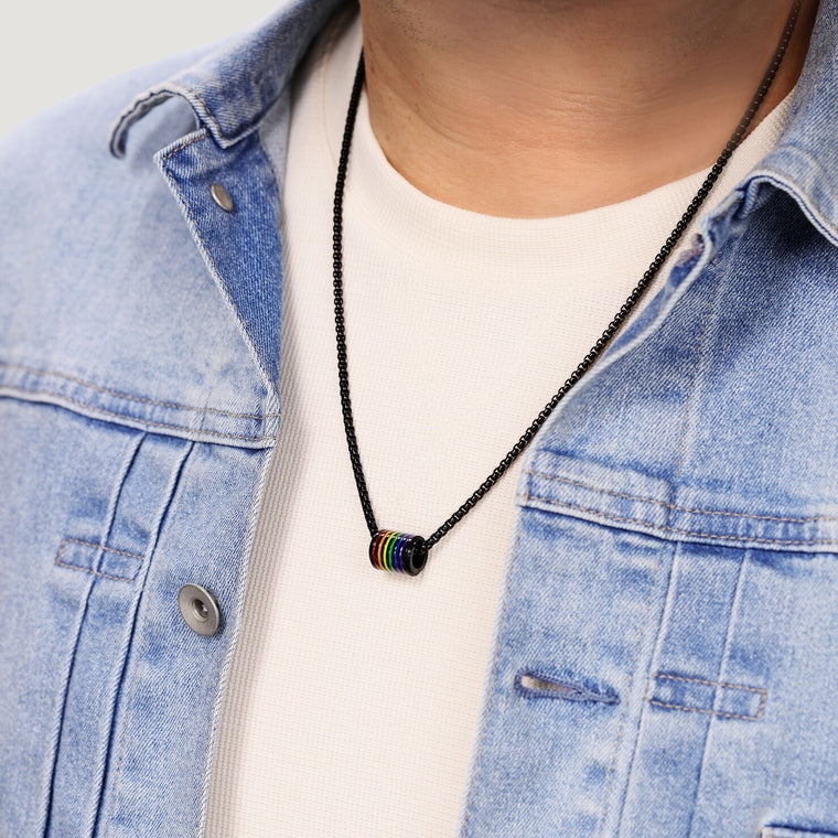 Rainbow Barrel Pendant in Stainless Steel