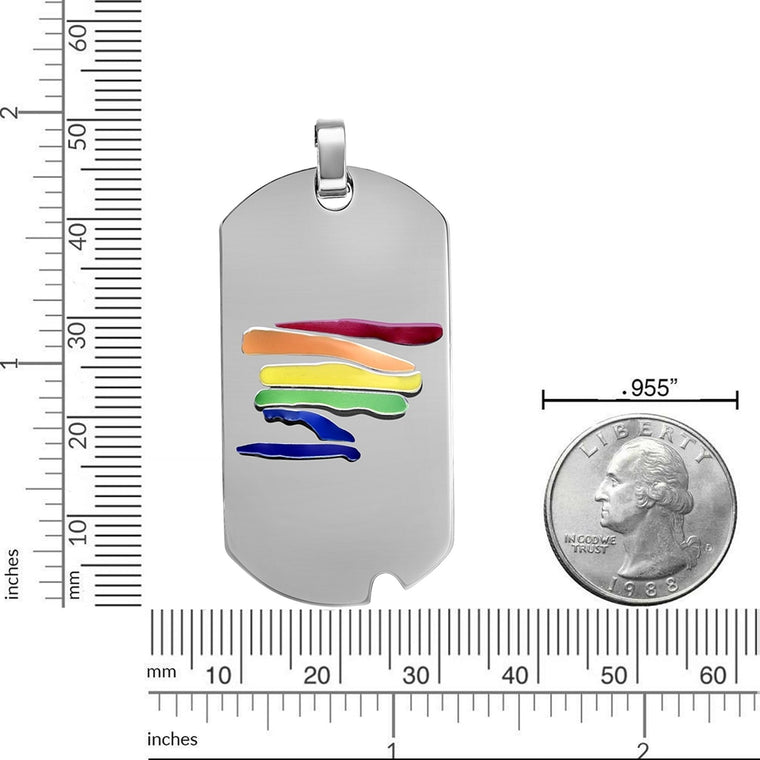 Rainbow Dog Tag Pendant in Stainless Steel