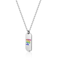 Rainbow Dog Tag Pendant in Stainless Steel