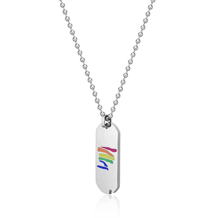 Rainbow Dog Tag Pendant in Stainless Steel