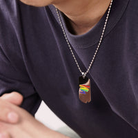 Rainbow Dog Tag Pendant in Stainless Steel