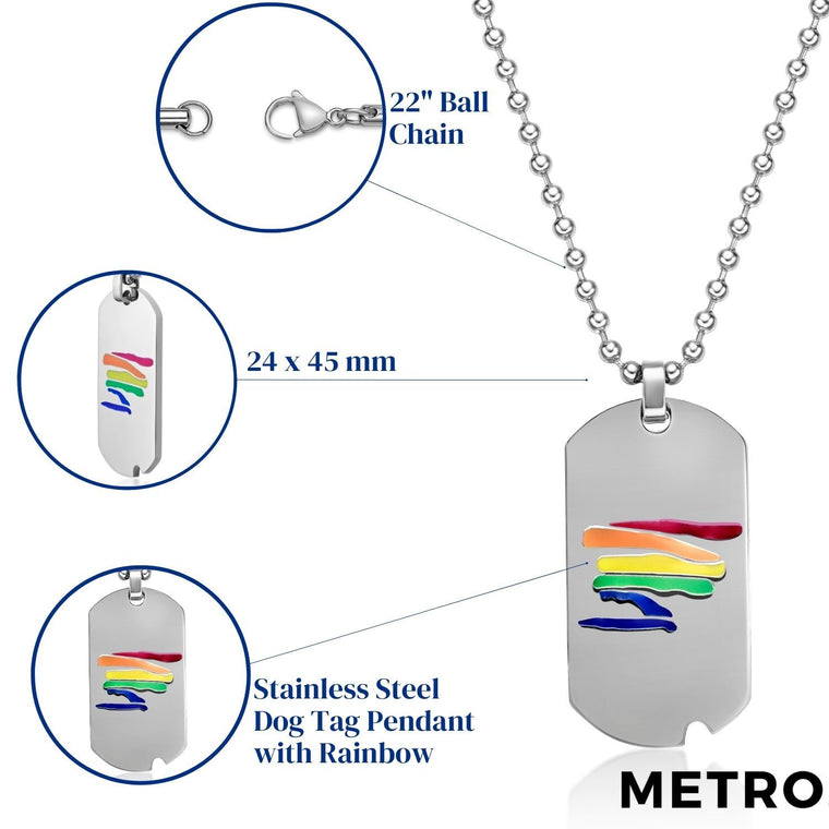 Rainbow Dog Tag Pendant in Stainless Steel