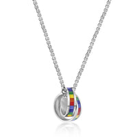 Interlocking Rings Rainbow Pendant in Stainless Steel