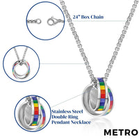Interlocking Rings Rainbow Pendant in Stainless Steel