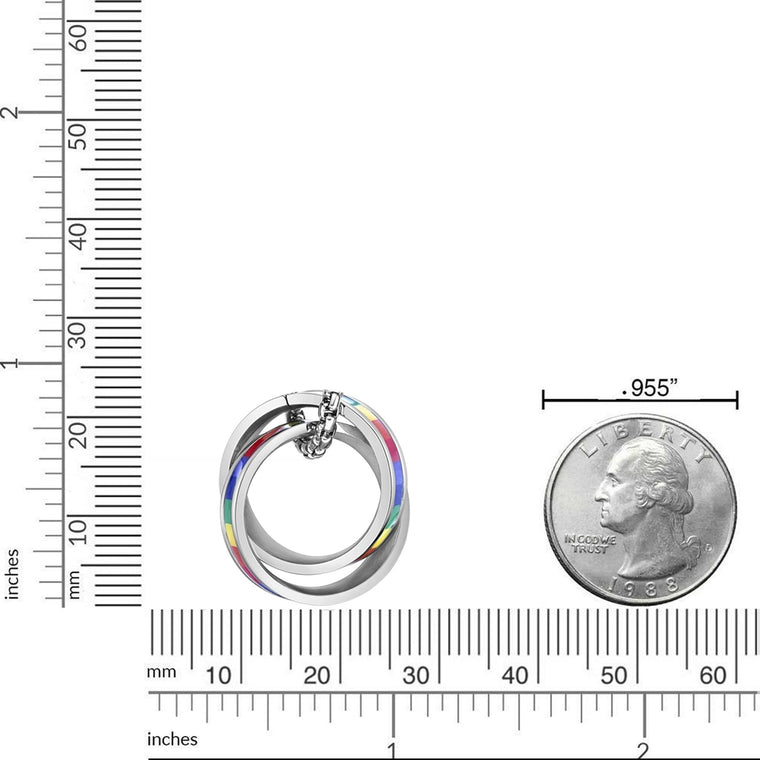 Interlocking Rings Rainbow Pendant in Stainless Steel