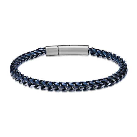 Men's Blue Ion Plated Stainless Steel Curb Bracelet, 8.5