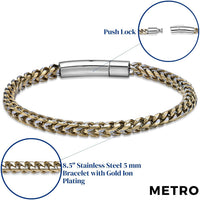 Men's Gold Ion Plated Stainless Steel Curb Bracelet, 8.5