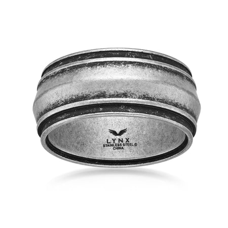 Grooved Band Ring in Antique Silver Finish Stainless Steel