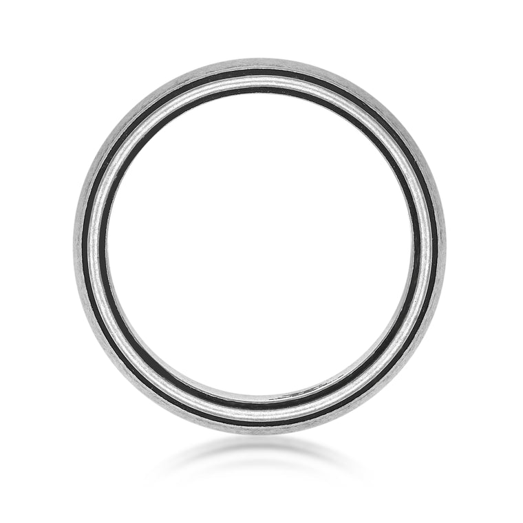Grooved Band Ring in Antique Silver Finish Stainless Steel