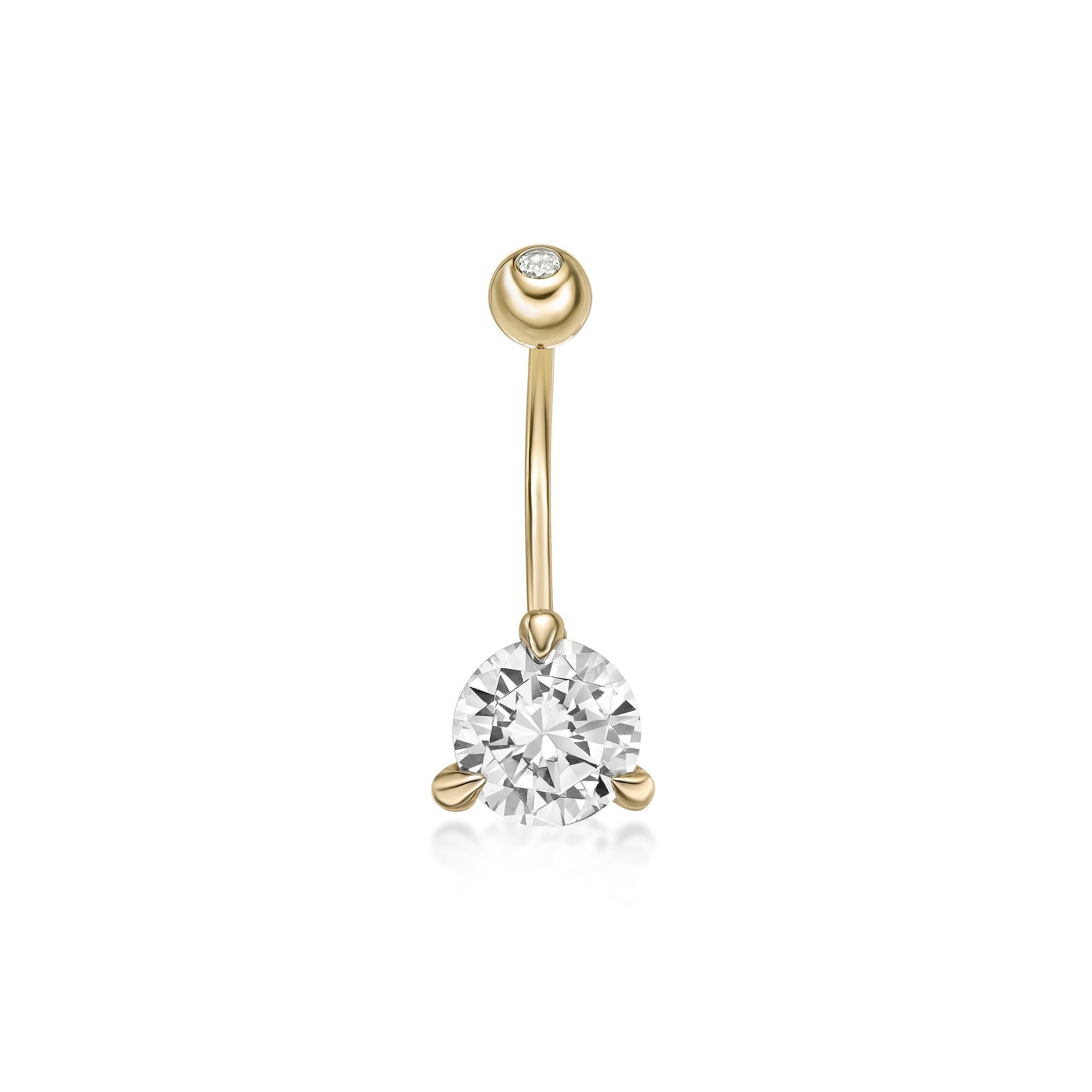10K Yellow Gold 8 MM Cubic Zirconia Belly Ring