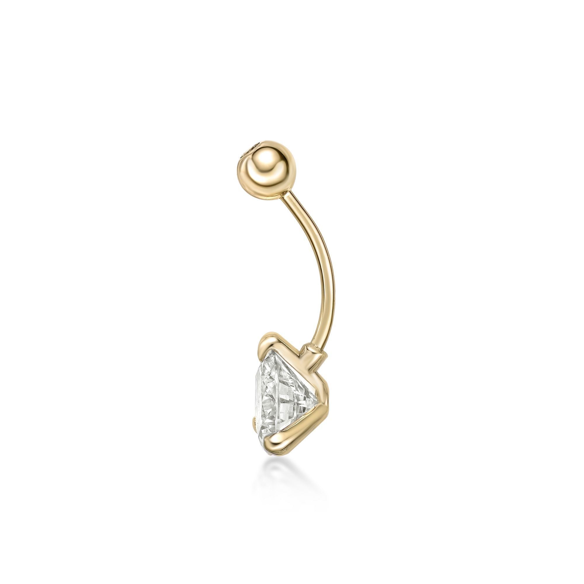 10K Yellow Gold 8 MM Cubic Zirconia Belly Ring